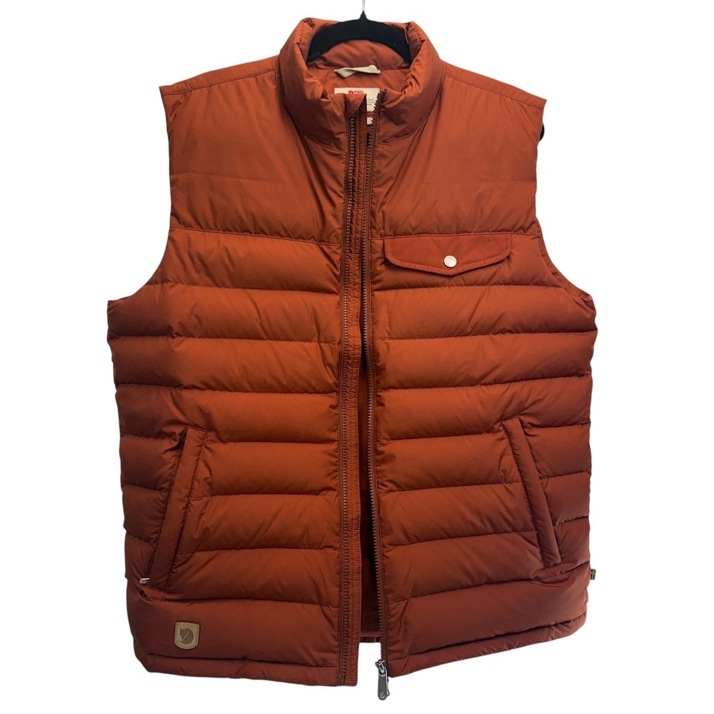 Fjallraven Greenland Down linner Vest Mens size L Burnt Orange Puffer Full Zip - Picture 3 of 12